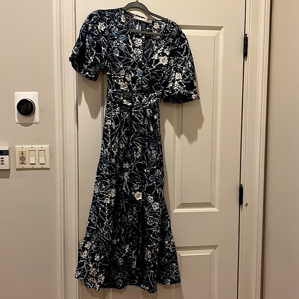 Marie Oliver Long Button Front Dress W/ Waist Tie